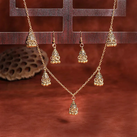 Indian Jewelry Silver Color Bells Earring/Necklace Set Jewelry Hangers Bohemia Jhumka Earrings Hangers