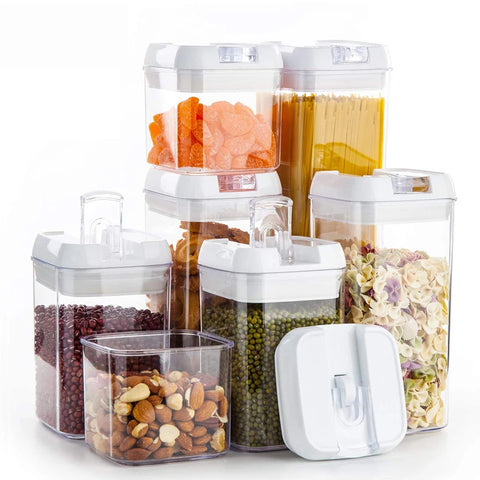 Plastic Food Storage Container Spice Jar Set Kitchen Box Bulk Sealed Jar Refrigerator Vacuum Transparent Storage Bottle Tea Tank