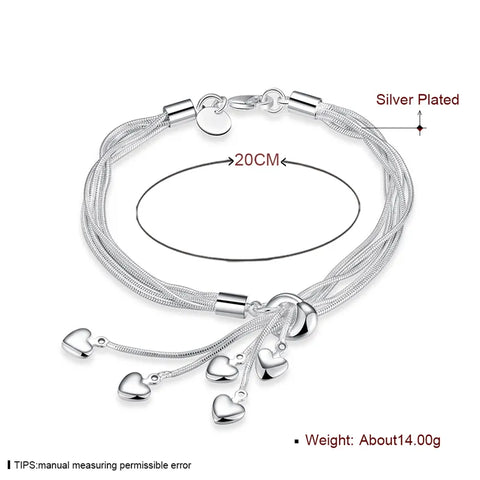 Heart Snake Chain Necklace Bracelet Earring Set