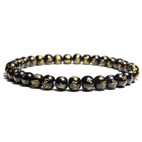 Pulseira Minimalista Pedra Obsidiana Yoga Meditação Oração Joias