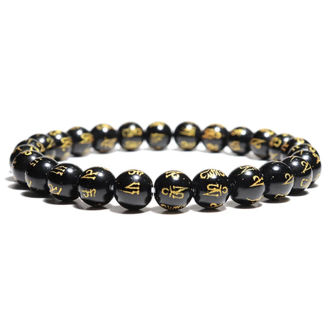 Pulseira Minimalista Pedra Obsidiana Yoga Meditação Oração Joias