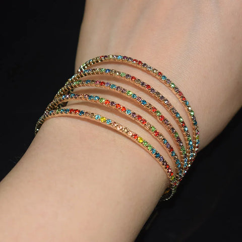 Pulsera de cristal ajustable con apertura en el puño para mujer