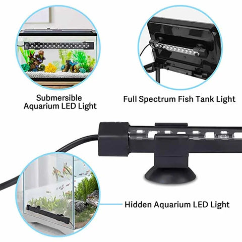 Luz de aquário 24/7, à prova d'água, espectro completo, lâmpada aquática, água doce, wrgb, led, tanque de peixes, iluminação para crescimento de plantas