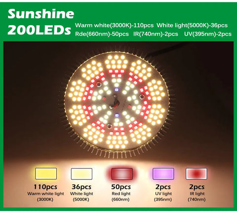 Luz LED de cultivo 150Leds 200Leds de espectro completo Sunlike E27 bombilla LED de cultivo para plantas de flores hidropónicas de interior lámpara LED de crecimiento