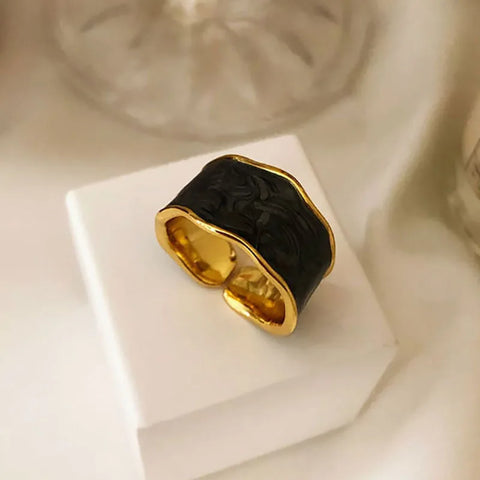 925 Sterling Silver Rings French Vintage Inlaid Gold Plated Fine Jewelry