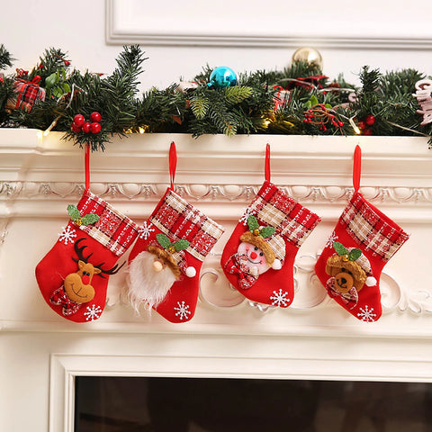 Stocking-shaped Christmas Bag Ideal for Decorating Fireplaces or Christmas Trees