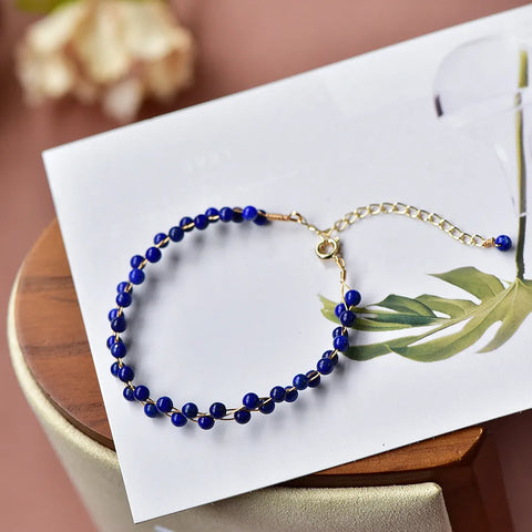 Bracelet Bohemia Gold Filled Main Stone Natural Lapis Lazuli Stone