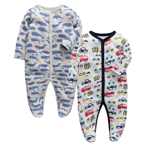 Newborn Baby Clothes Babies Girl Footed Pajamas 2 Pack Long Sleeve Infant Boy Jumpsuits