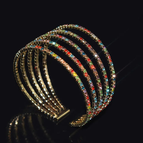 Pulsera de cristal ajustable con apertura en el puño para mujer