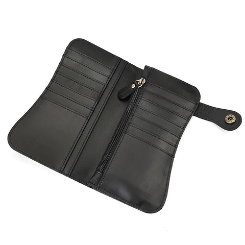 Cartera de cuero genuino para hombre con cadena y tarjetero para teléfono