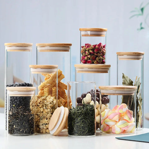 Storage Jar Food Container Glass Jars Kitchen Storage Organizer Mason Candy Box With Lid Tea Cookie Jar Kitchen Jars For Spices