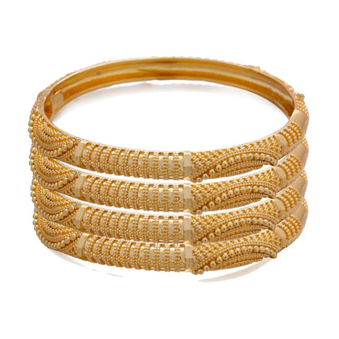 4Pcs 24K Dubai Gold Color Bangles For women