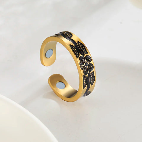 Anillo magnético adelgazante ajustable de acero inoxidable chapado en oro para hombres y mujeres