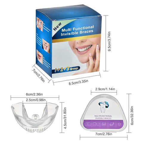 Retenedor de dientes de tres etapas, juego de ortodoncia Invisible, aparato Dental de silicona, protector bucal, bandeja para dientes