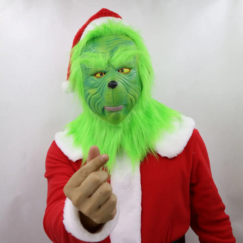 Grinch Latex Mask and Gloves Halloween or Christmas Costume