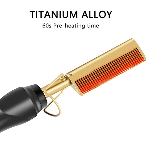 2 in 1  Electric Hot Heating Comb Hair Straightener Curler Wet Dry Hair Iron