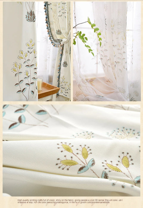 Printing Curtains Nordic Cotton Linen Elegant High Shading Lace