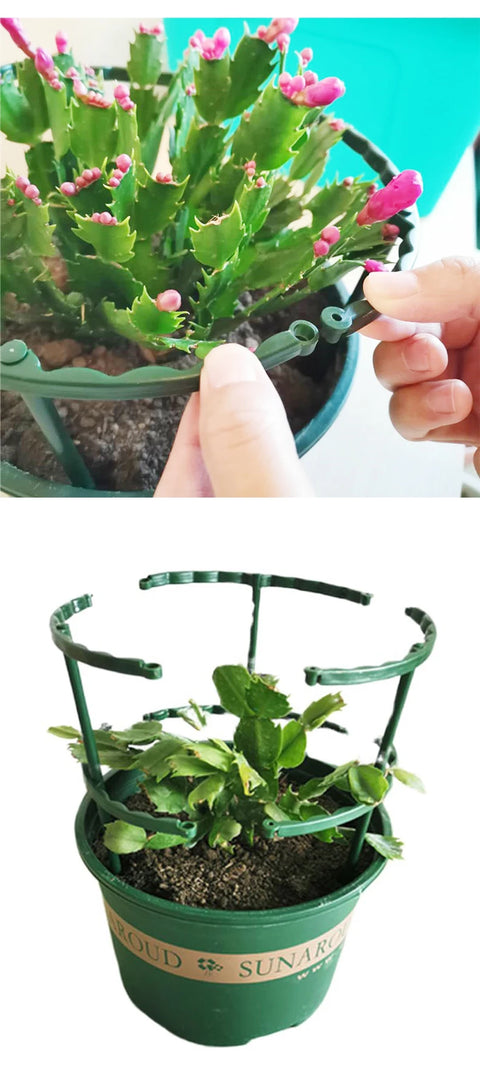 Suporte para plantas de jardim gaiola plie flor suporte de plástico semicírculo casa verde pomar haste de fixação ferramenta de jardinagem bonsai