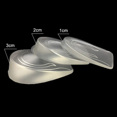 Palmilha de gel de silicone para aumento de altura, inserções de elevação do calcanhar, protetor de cuidados com os pés, almofada elástica, inserção de suporte de arco para unissex