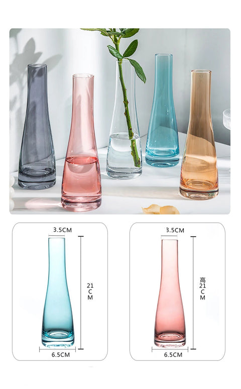 Glass Slim Transparent Vase Hydroponic Dried Flower