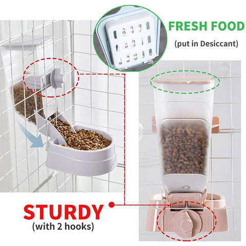 Automatic Pet Bowls Cage Hanging Feeder Pet Water Bottle Food Container Dispenser Bowl For Puppy Cats Rabbit Pet Feeding Product