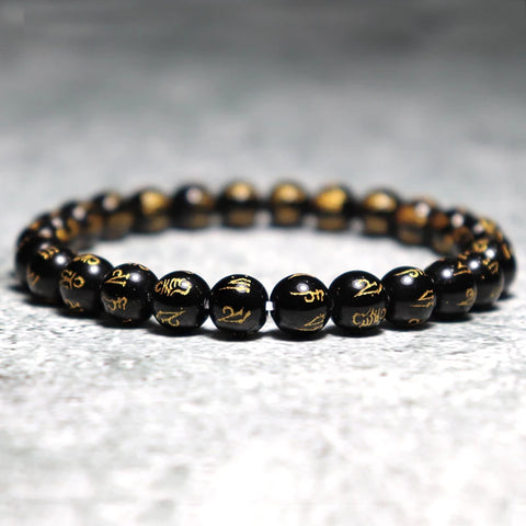 Pulseira Minimalista Pedra Obsidiana Yoga Meditação Oração Joias