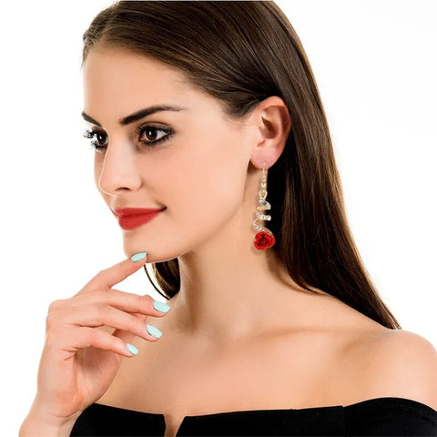 Jewelry Red Rose Drop Earrings Women