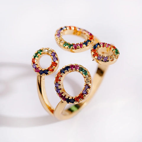 Luxury Colorful Zircon Crystal Ring Rhinestone Ring Party Gift  Classic Style Sparkling CZ Ring