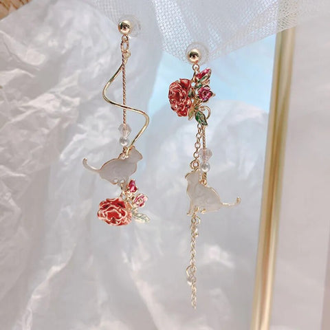 Jewelry Red Rose Drop Earrings Women