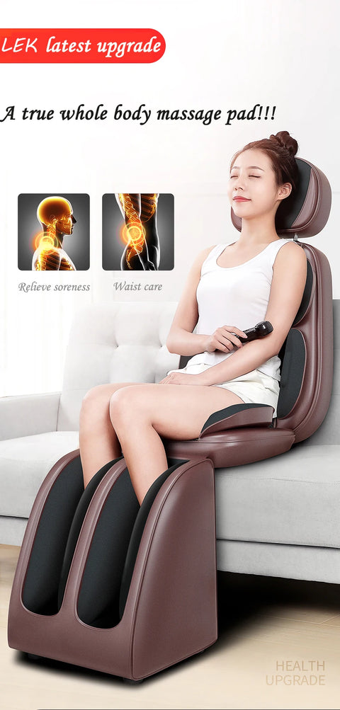 LEK 918L Electric vibrate back massager cheap body shoulder Heating massage chair sofa machine Neck masage cushion pillow chair