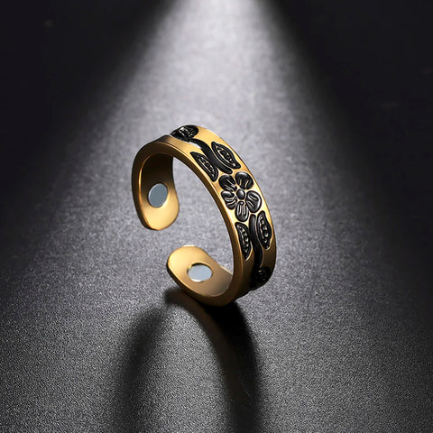 Anillo magnético adelgazante ajustable de acero inoxidable chapado en oro para hombres y mujeres