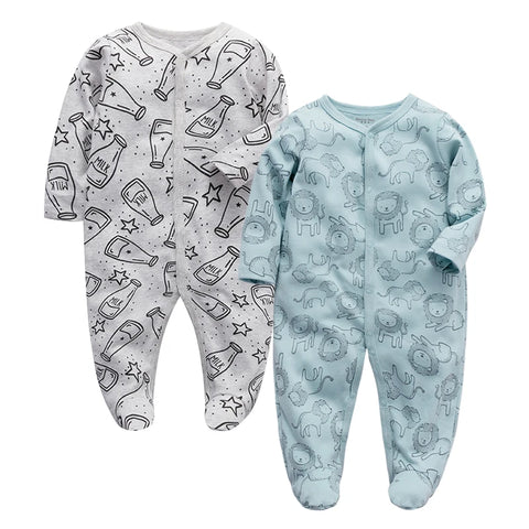 Newborn Baby Clothes Babies Girl Footed Pajamas 2 Pack Long Sleeve Infant Boy Jumpsuits