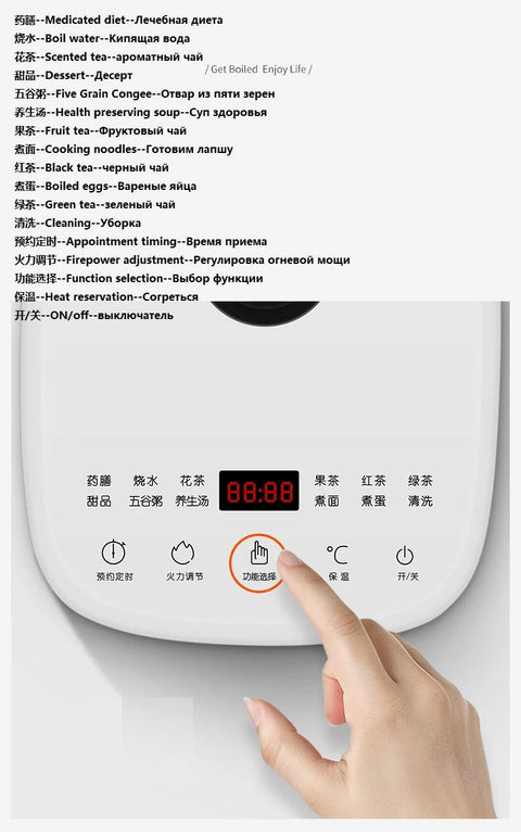 Chaleira elétrica doméstica automática de vidro 1,5L