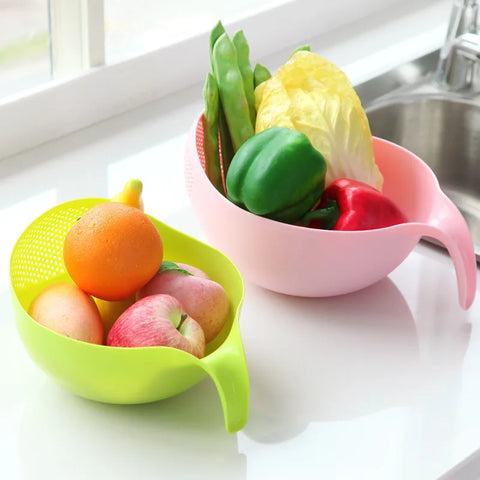 Kitchen Accessories Rice Bowl Drain Basket Fruit Bowl Washing Drain Basket with Handle Washing Basket Home Kitchen Organizer