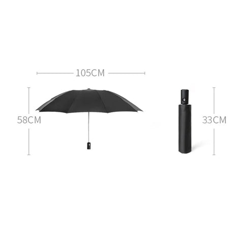 Guarda-chuva automático dobrável UV portátil com faixa reflexiva guarda-chuva reverso de luz LED