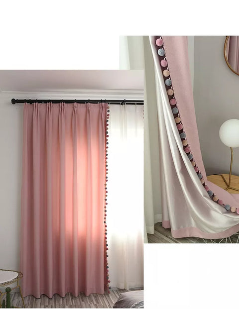Rosa cortinas blackout para sala de estar algodão linho cortinas modernas para meninas quarto sombreamento janela personalizado decoração casa