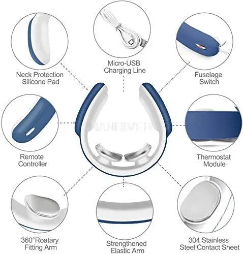 El masajeador de cuello con calefacción inteligente inalámbrico portátil 4 d masaje de tejido profundo del cuello