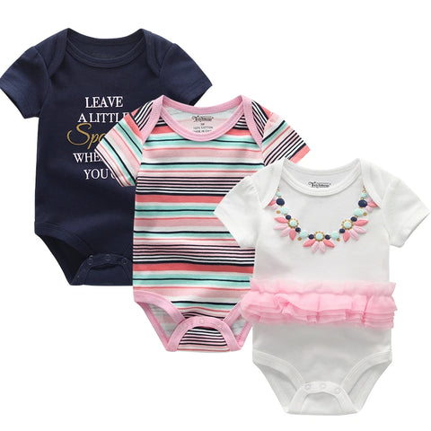 3Piece /Set  Newborn Baby Clothes Summer Jumpsuit Tights Female Baby Pajamas And Baby Clothes Set