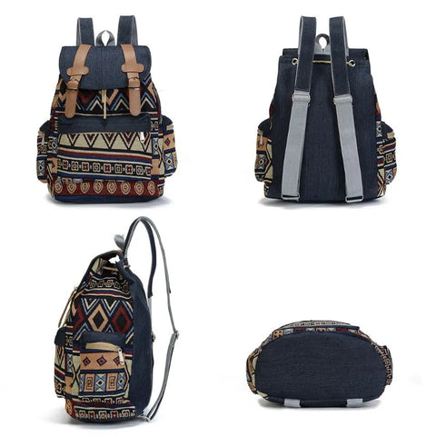 High Quality Women Canvas Vintage Backpack Ethnic Backpacks Bohemian Backpack Schoolbag