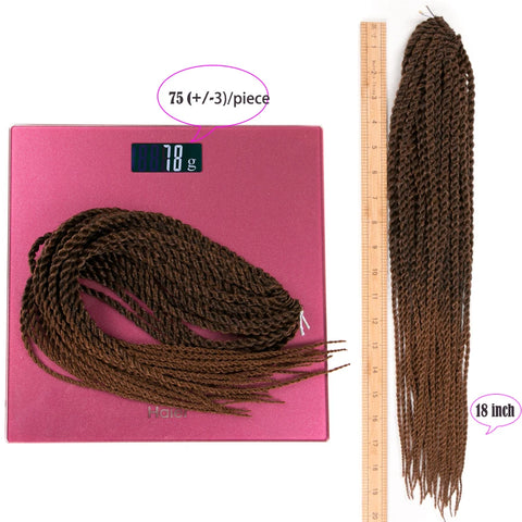 Extensiones de cabello trenzado senegalés de 18 pulgadas, 30 raíces/paquete, trenzas de ganchillo sintéticas