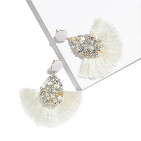 Shiny Half Moon Fringe Earrings