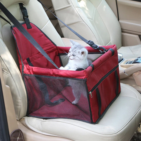 Bolsa para transportar mascotas, asiento seguro para el automóvil, impermeable, canasta para perros pequeños, cachorros y gatos