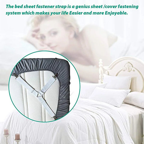 4PCS Adjustable Bed Sheet Clip Grippers Suspender Cord Hook Loop Clasps Elastic Mattress Cover Sofa-Cover Sheet Fasteners Straps