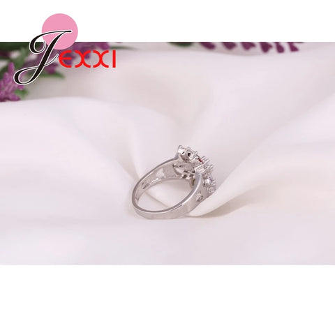 Jewelry Finger Accessories Fashion 925 Sterling Silver Colorized Flower Shape Rings Wholesale