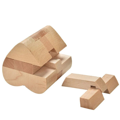 Educational Intelligence Game  3D Wooden Heart Shape Cube IQ Puzzle