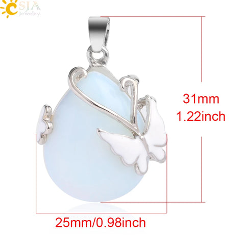 Necklace Water Drop Natural Stone Pendant Butterfly Quartz Crystal