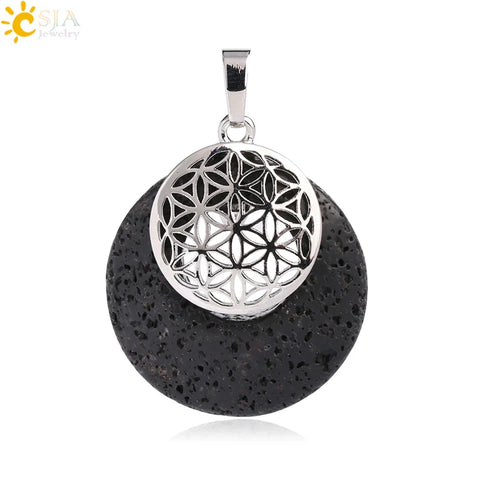 Flower of Life Pendant Yoga Chakra Healing Natural Stone Quartz Mandala Pendants for Necklaces Reiki Jewelry