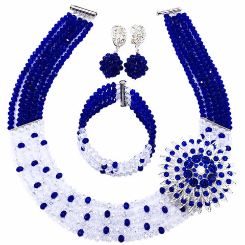 Conjunto de joyas africanas nigerianas con cuentas de cristal real en varios colores