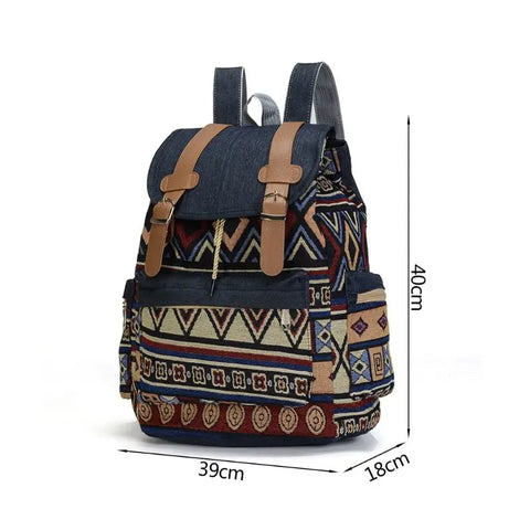High Quality Women Canvas Vintage Backpack Ethnic Backpacks Bohemian Backpack Schoolbag