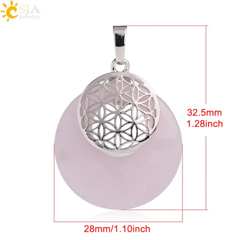 Flower of Life Pendant Yoga Chakra Healing Natural Stone Quartz Mandala Pendants for Necklaces Reiki Jewelry